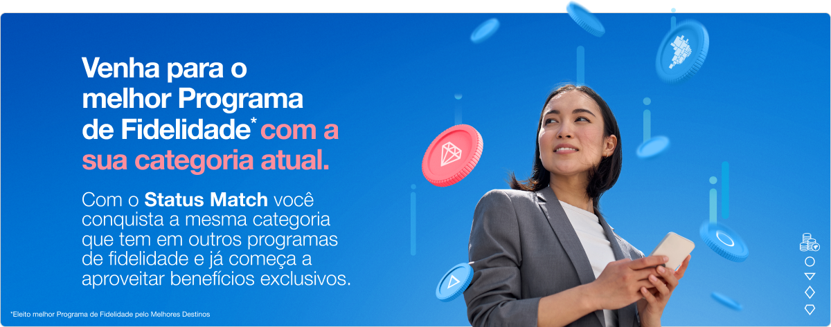 Venha para o programa de fidelidade da azul usando sua categoria atual em outro programa